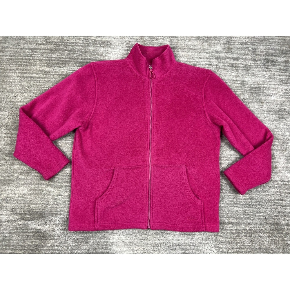 Pappagallo Sweater Womens‎ Medium Pink Full Zip Fleece 100% Polyester